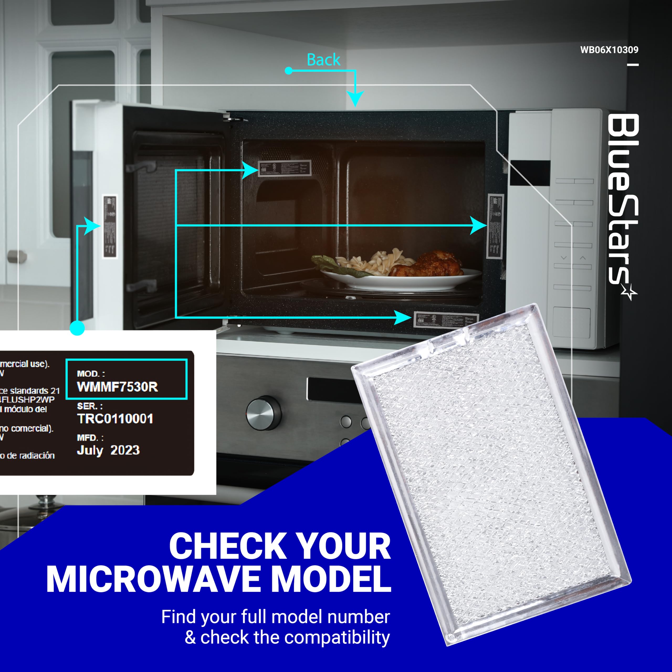 BlueStars durabilidad probada del filtro de grasa para microondas
