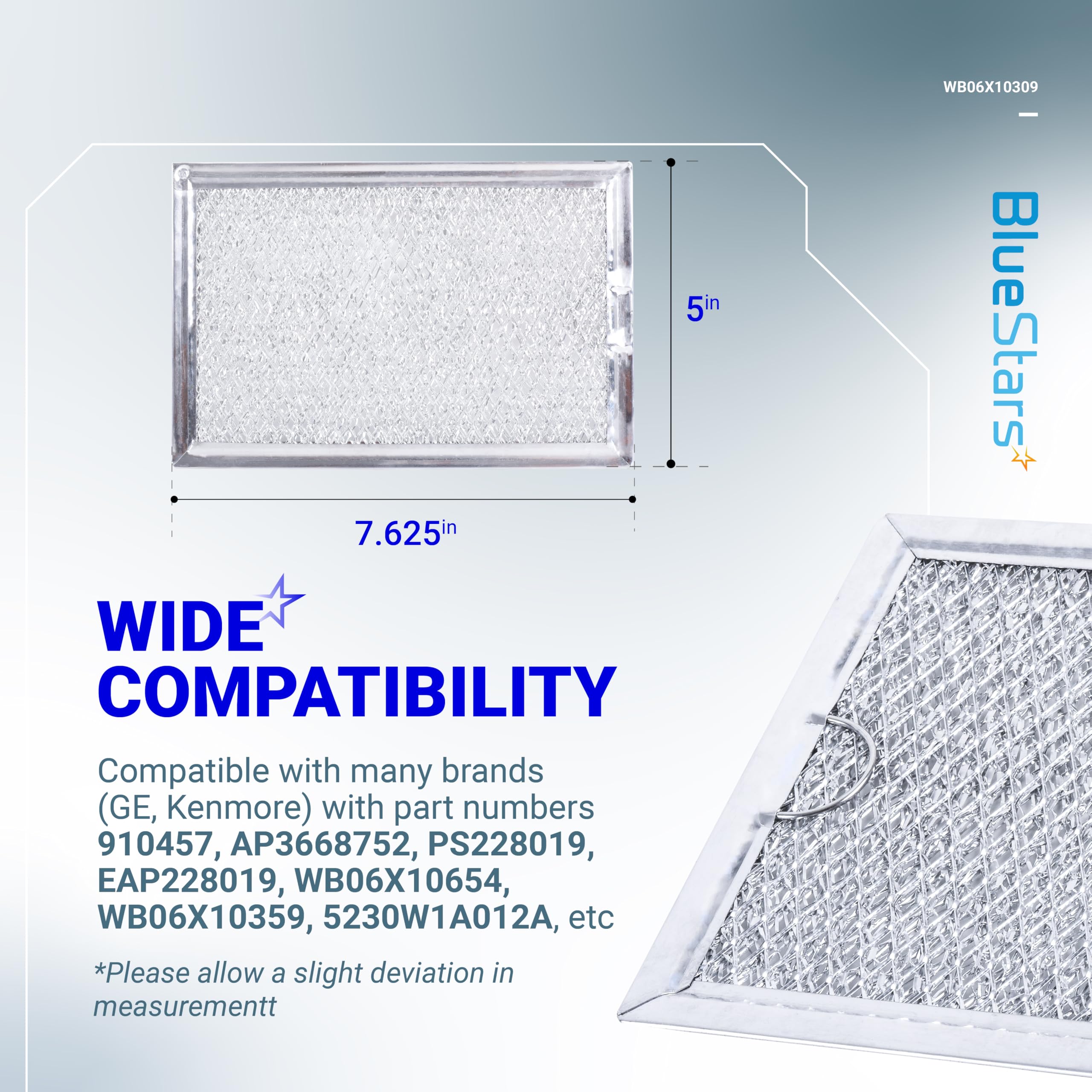 BlueStars filtro de grasa para microondas WB06X10359, instalación fácil y rápida