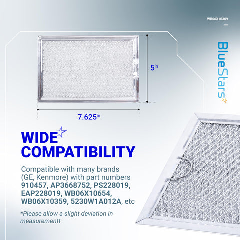 BlueStars filtro de grasa para microondas WB06X10359, instalación fácil y rápida