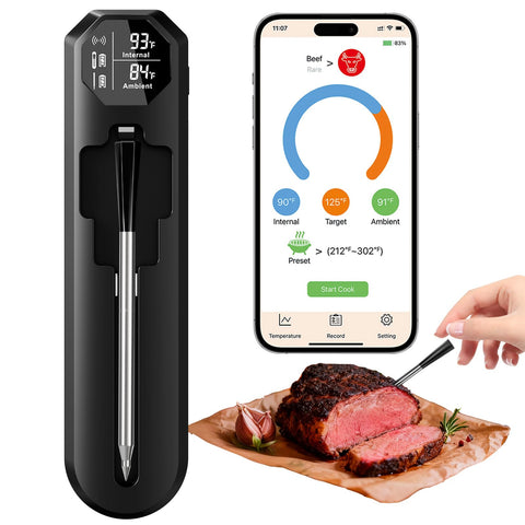 BlueSwan termómetro de carnes digital muestra temperatura en tiempo real para asados jugosos