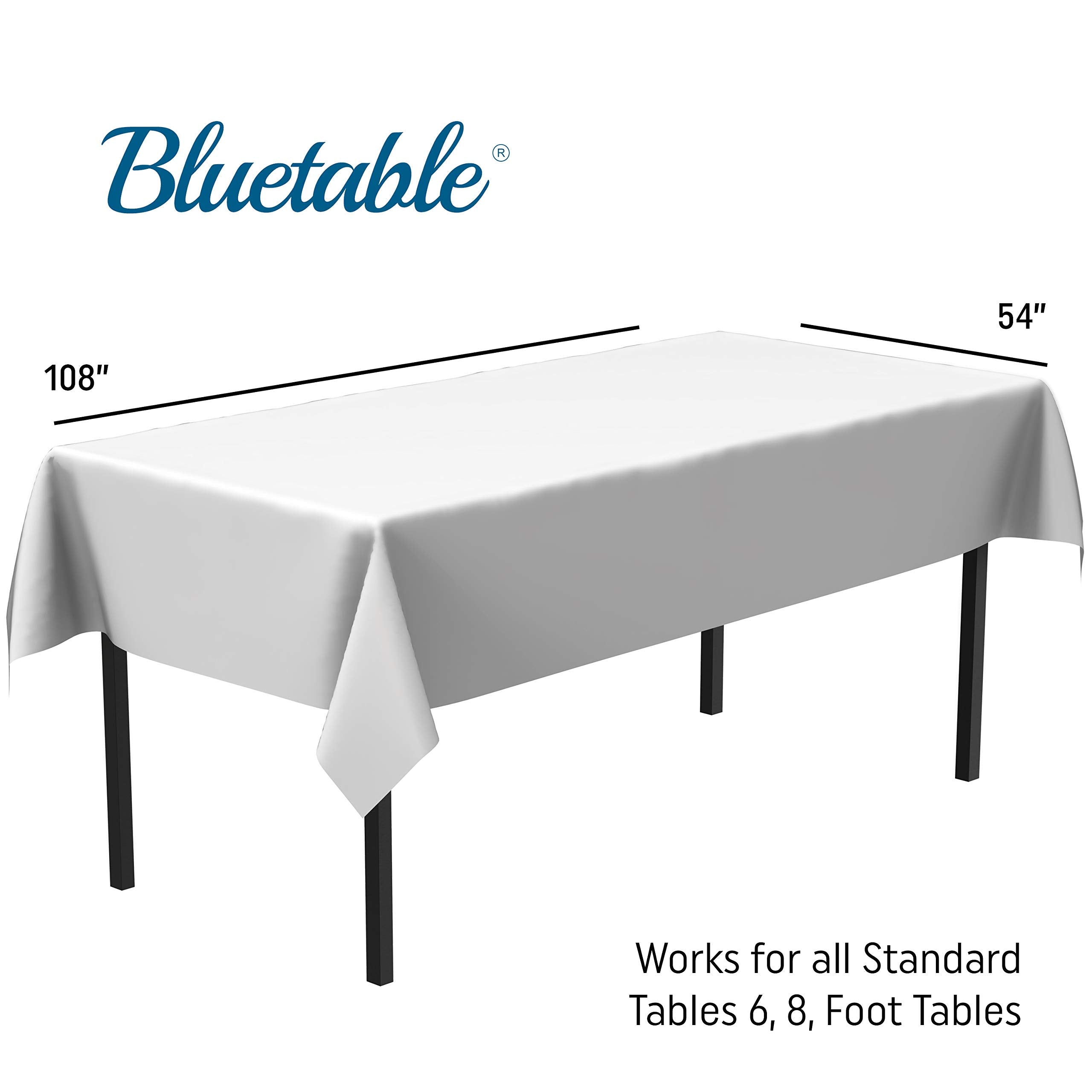 Mantel desechable Bluetable para mesas de 6 pies, ideal para fiestas.