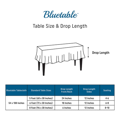 Mantel desechable Bluetable para mesas de 8 pies, práctico en eventos.