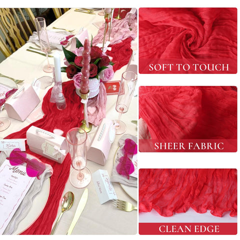 BLUETOP mantel gasa roja 35x120 cm ideal para banquetes elegantes