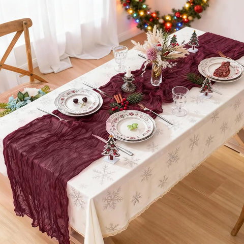 BLUETOP mantel gasa burdeos ideal para decorar mesas de celebración.