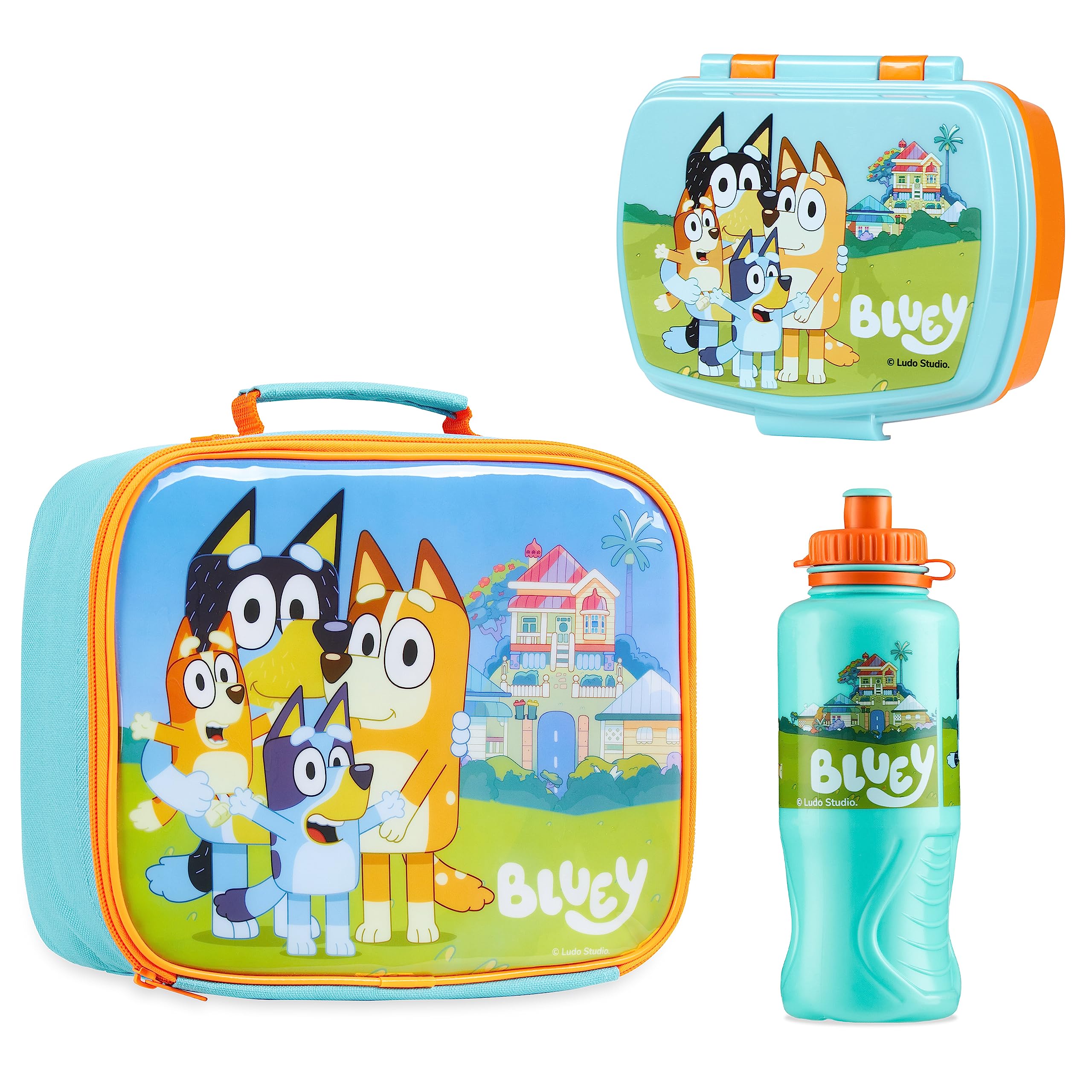 Bluey lonchera 3 piezas con bolso isotérmico para mantener la comida fresca.