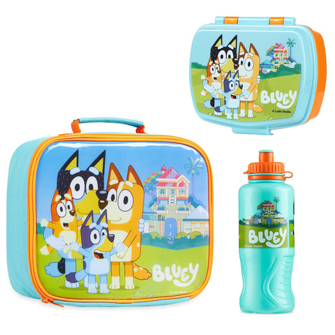 Bluey lonchera 3 piezas con bolso isotérmico para mantener la comida fresca.