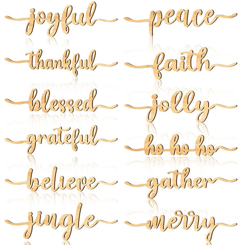 Blulu signos navideños alegres para mesa, ideal para crear ambiente cálido.
