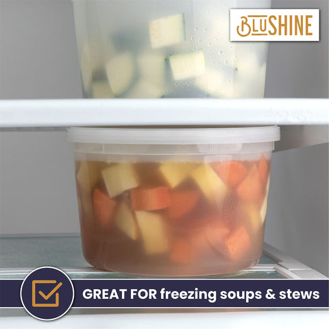 BluShine contenedores deli 64 oz aptos para congelador y almacenamiento prolongado.