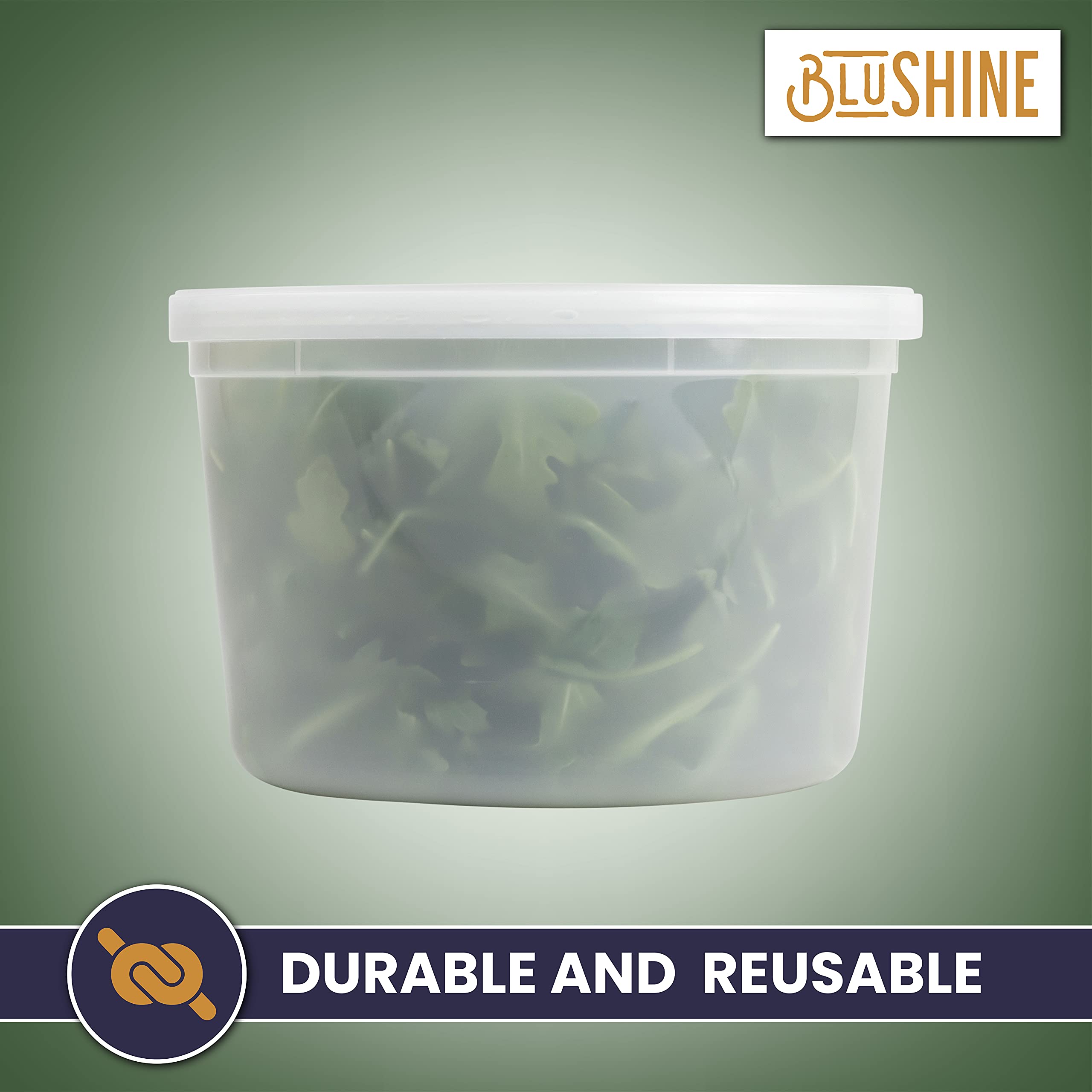 BluShine contenedores deli 64 oz ideales para camping y comidas para llevar.