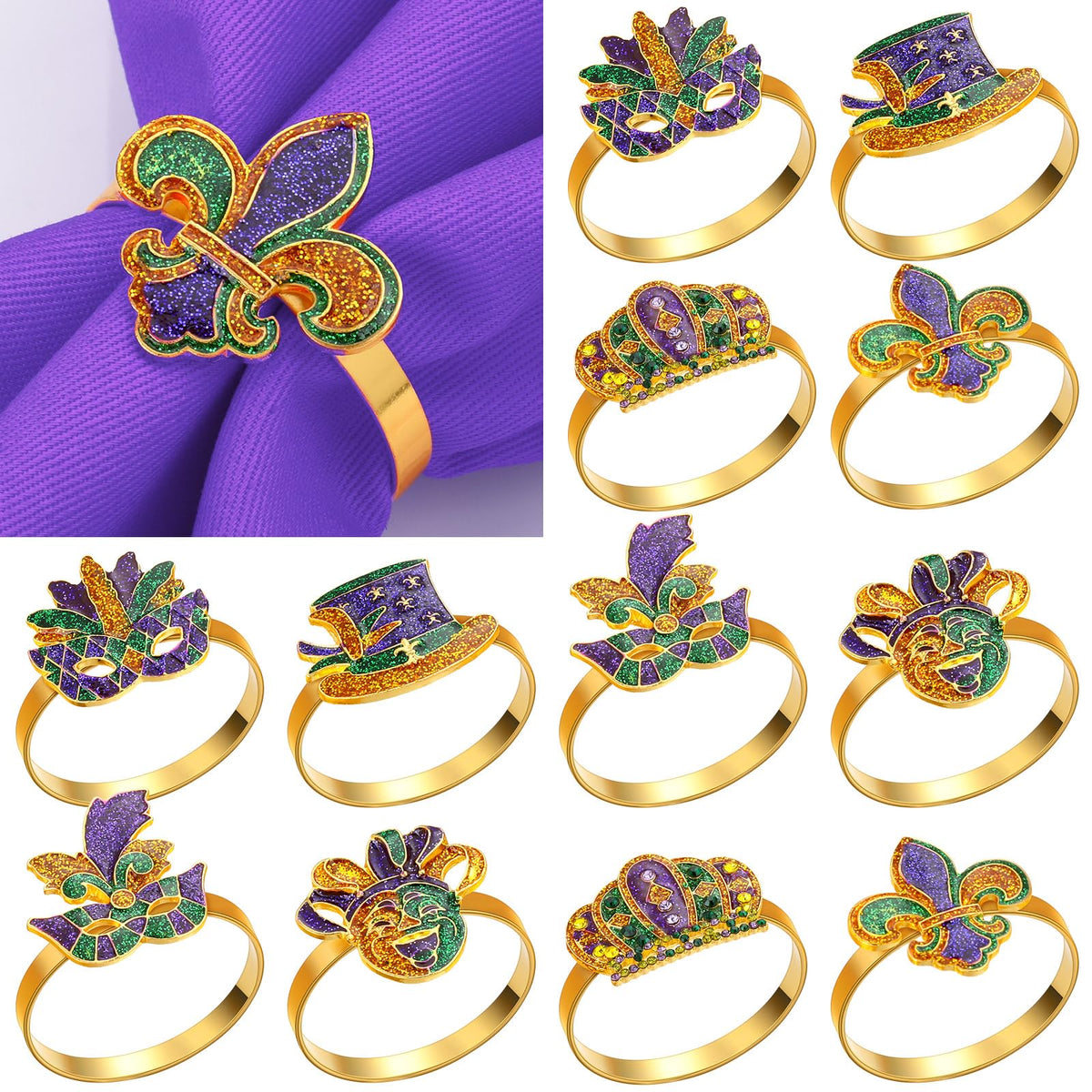 Blushtier, anillo para servilleta Fleur de Lis, añade elegancia festiva a la mesa.