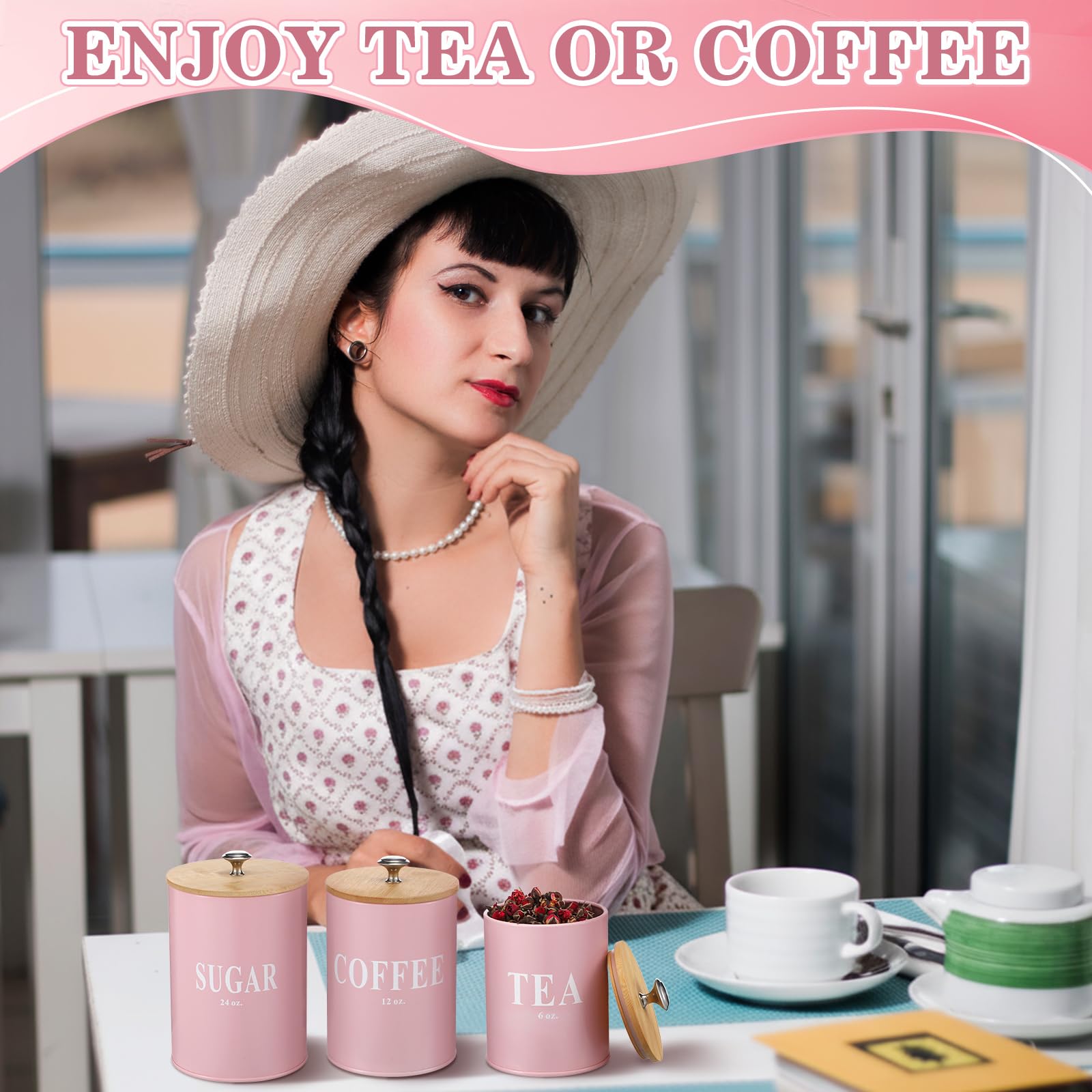 Blushtier lata rosa 12oz, diseño elegante para mostrador de cocina.