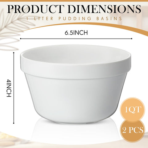 Blushtier tazón pudín cerámico 1qt, diseño blanco y seguro para microondas