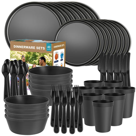 Blwan set cena camping 40 piezas platos 10 pulgadas: ideal para RV al aire libre.