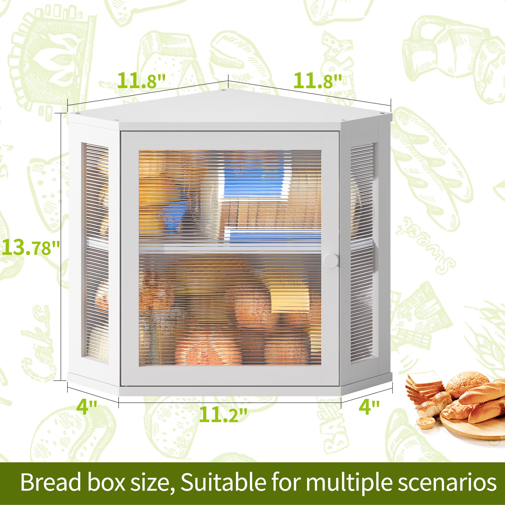 BMOSU Corner Bread Box instalada en la encimera, estilo limpio.