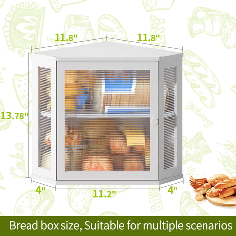 BMOSU Corner Bread Box instalada en la encimera, estilo limpio.