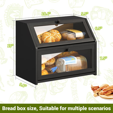 BMOSU panera doble capa acabado negro para cocinas modernas