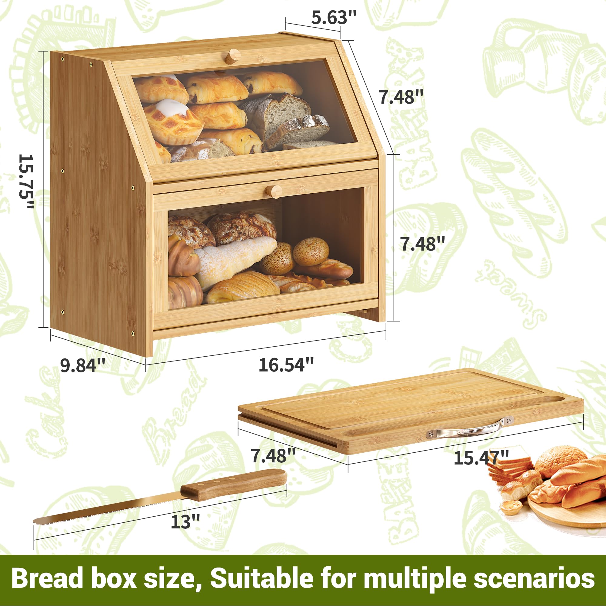 BMOSU Panera madera natural de bambú aporta estética cálida y organización en la cocina.