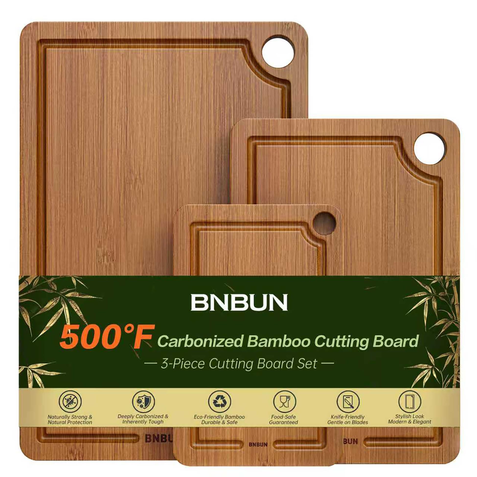 Tabla de corte BNBUN set triple, ideal para preparar varios ingredientes a la vez.