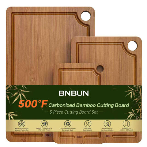 Tabla de corte BNBUN set triple, ideal para preparar varios ingredientes a la vez.
