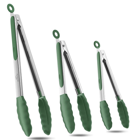 Pinzas Bnlcd de 7 pulgadas turquesa con puntas de silicona, agarre seguro para asar