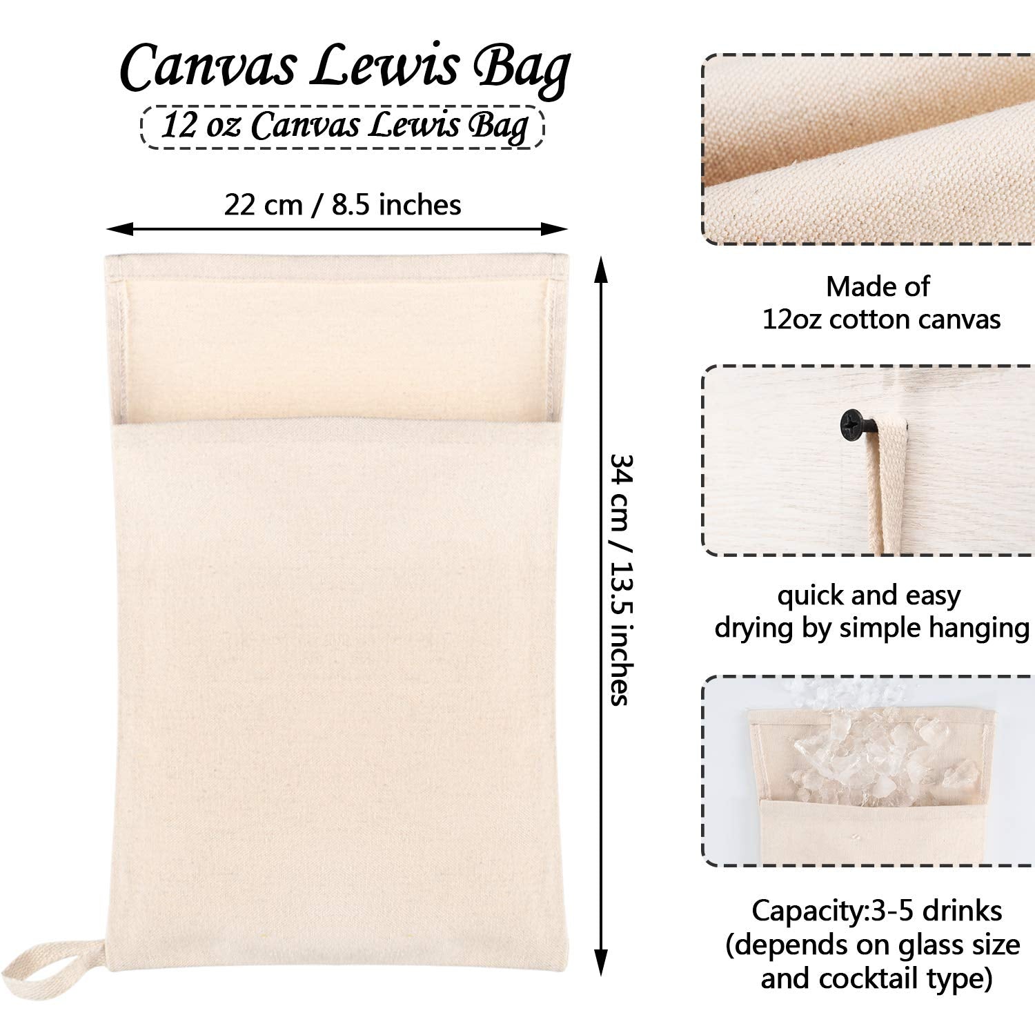 Boao bolsas de hielo de lona reutilizables para enfriar bebidas.