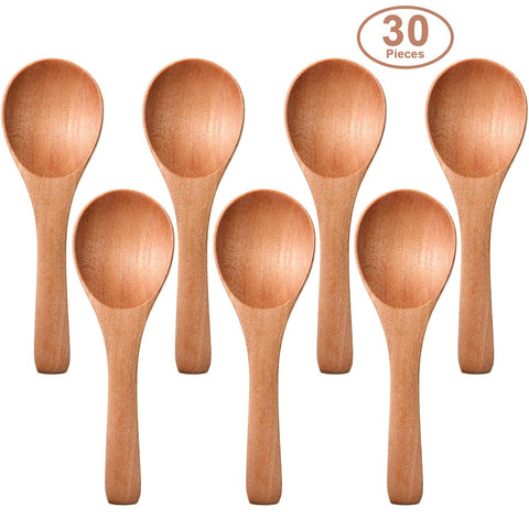 Boao cucharas pequeñas de madera para miel y té, reutilizables.