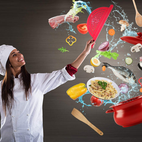 Boao drenador de ollas con mango diseño práctico para cocinar