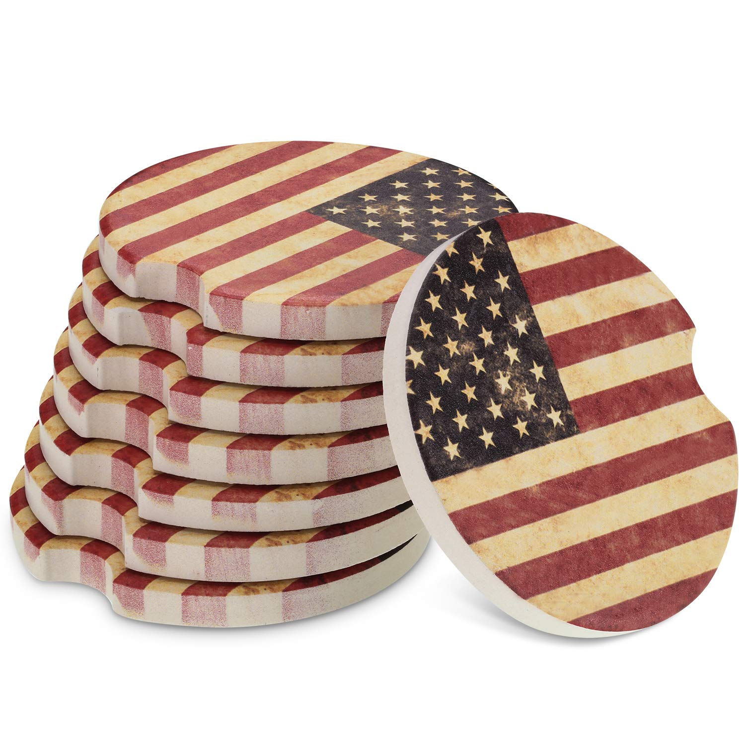 Boao posavasos auto cerámicos con bandera americana absorben condensación para coche limpio.