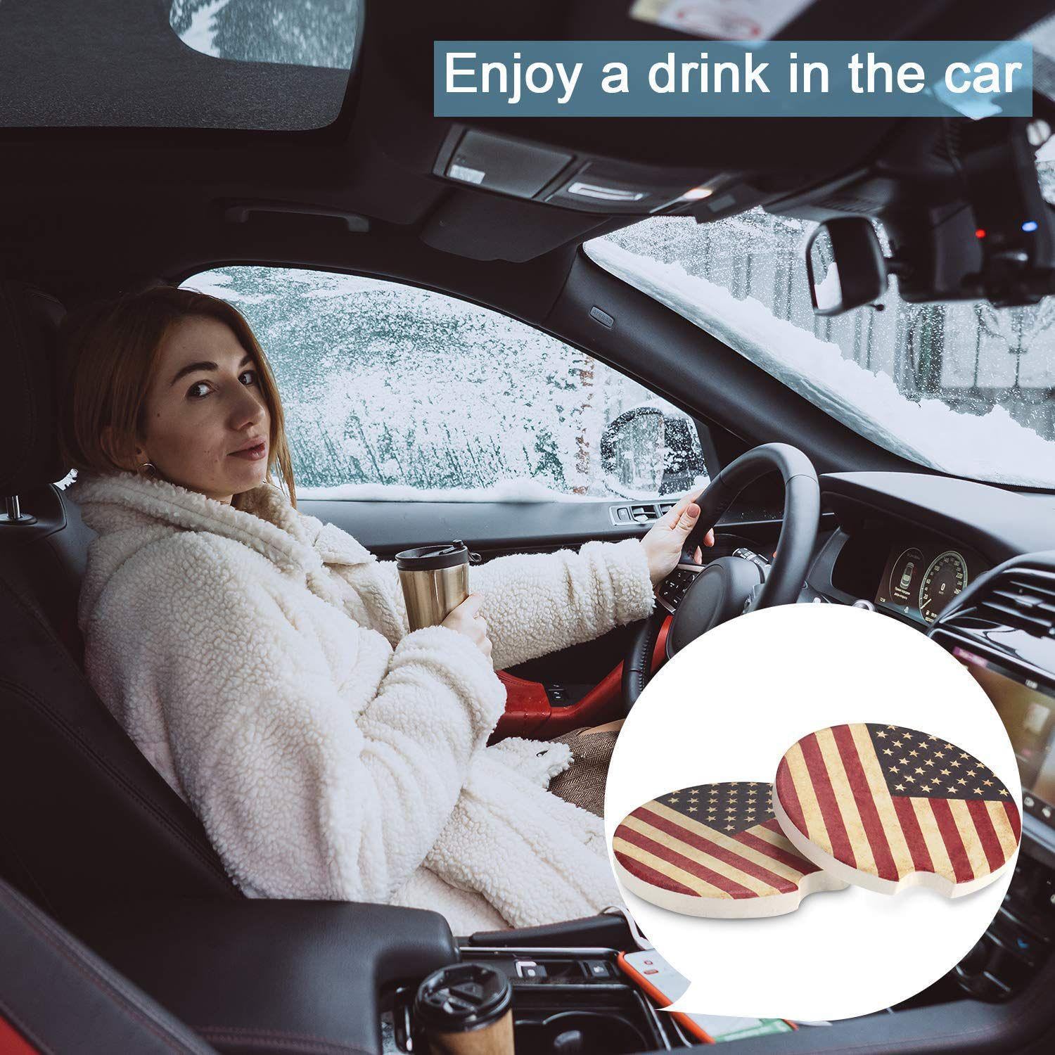 Boao posavasos bandera USA combina estilo y funcionalidad en el coche.