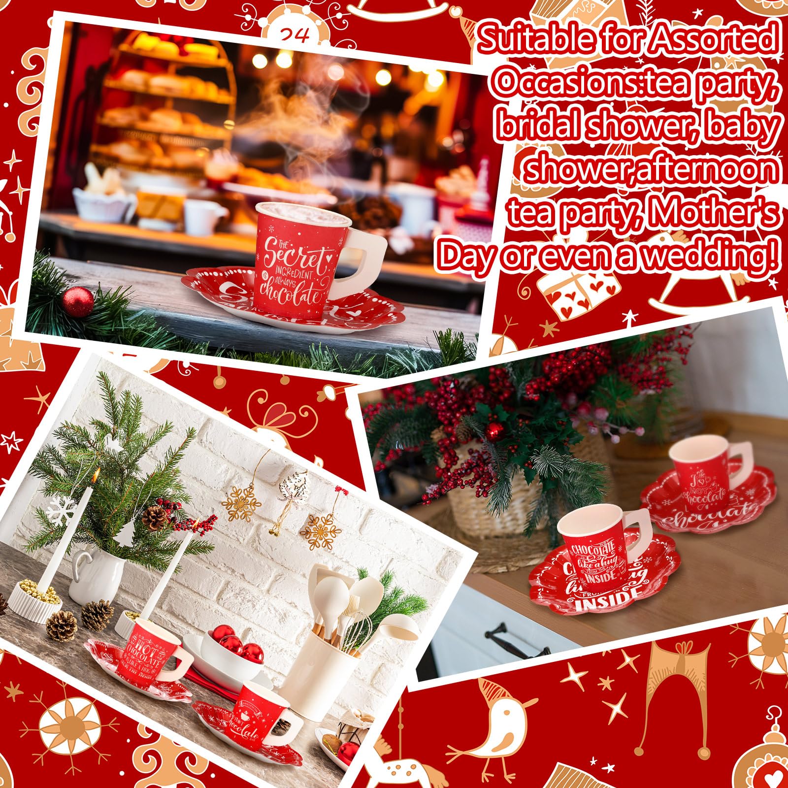 Boao presentación festiva para mesas de té en Navidad.
