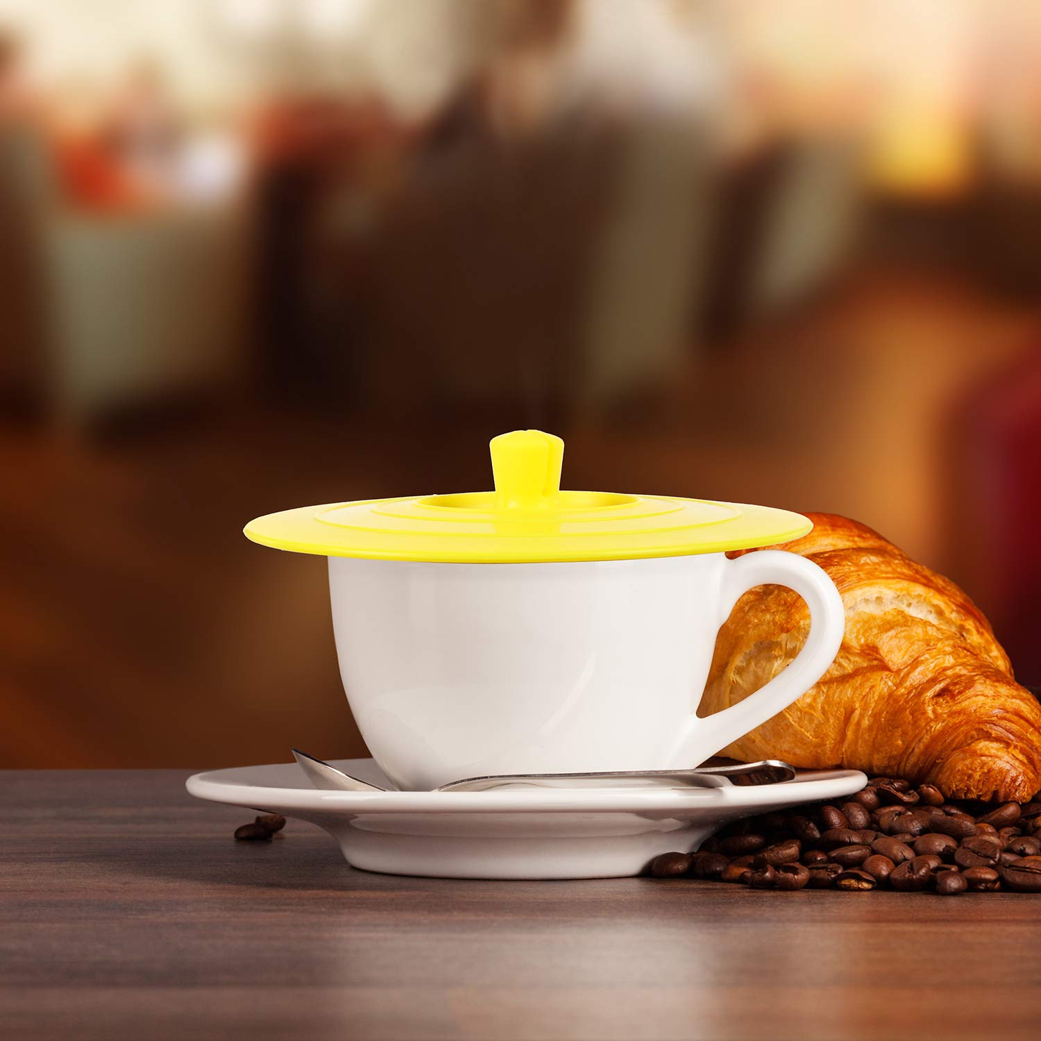 Boao tapa silicona con soporte para cuchara, ideal para café y té