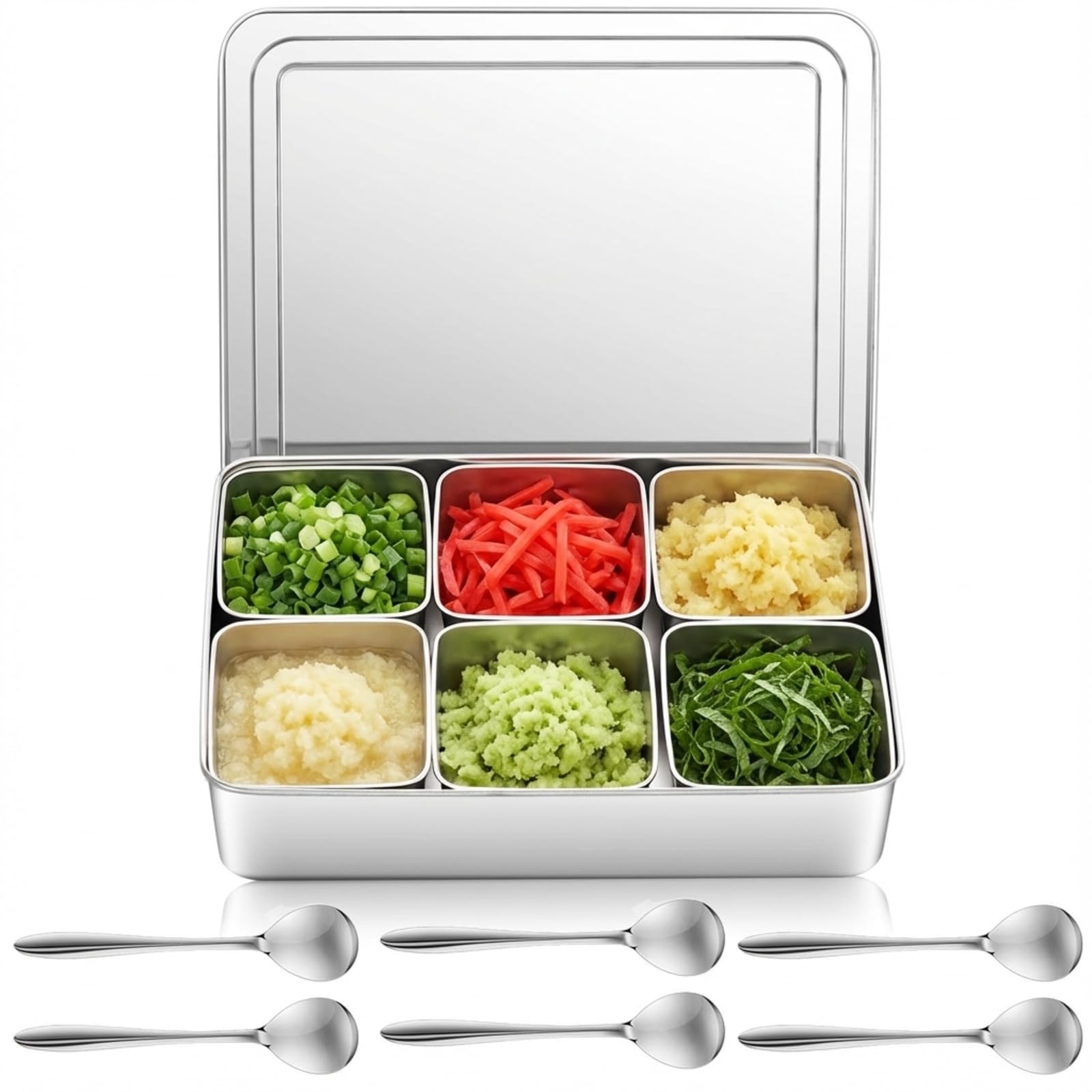 Boao Yakumi condimentos: seis compartimentos para ordenar especias en la cocina.