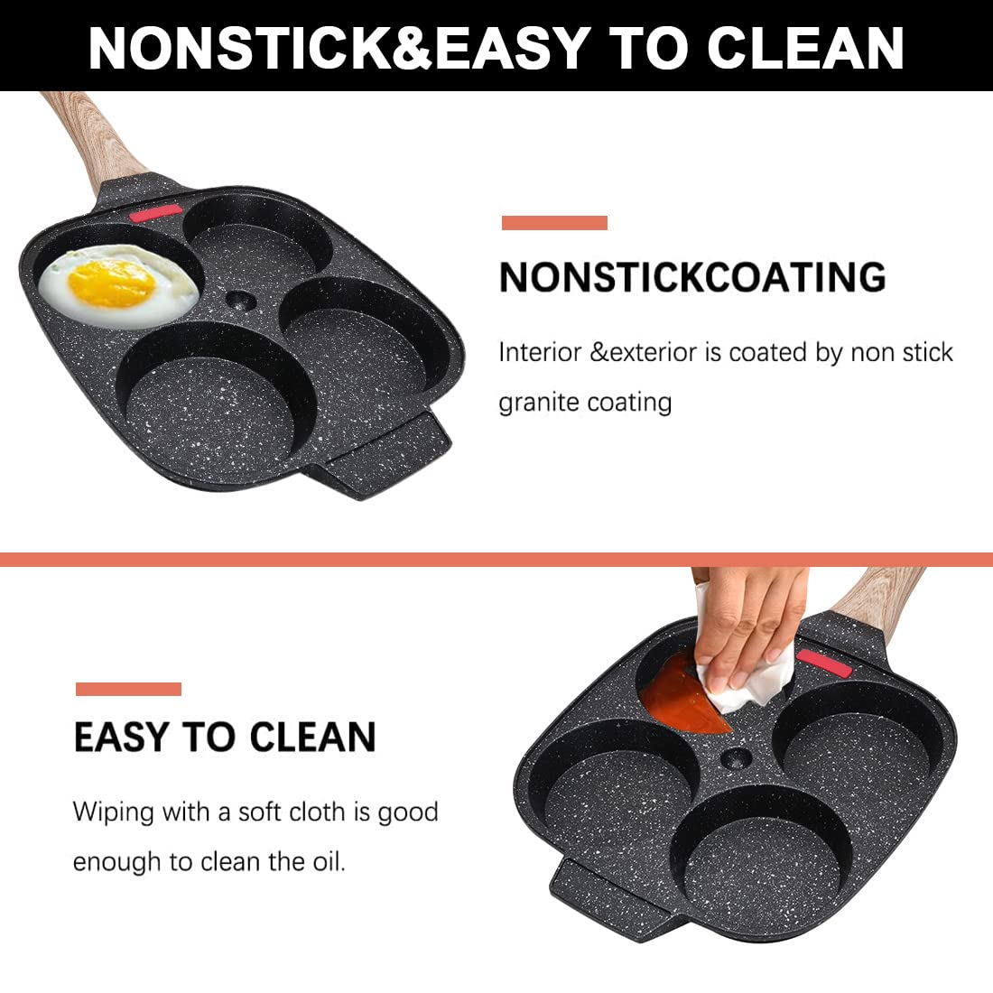 Bobikuke sarten diseño 4 porciones para omelettes rápidas y uniformes.