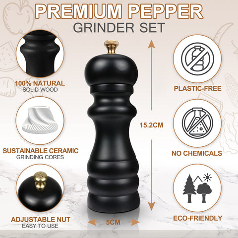 Bochionyu molinillo pimienta ceramico, ajuste fino para platos gourmet.