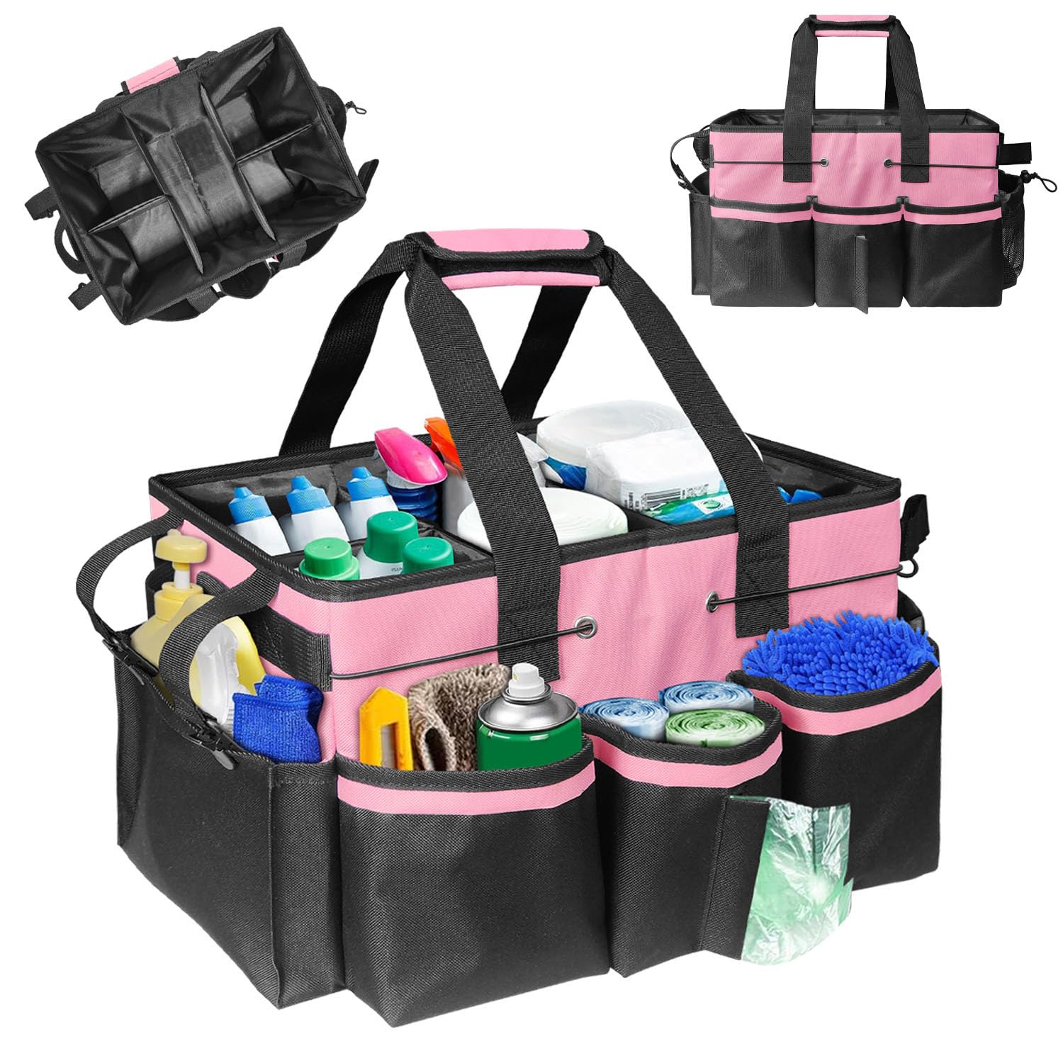 Boczif caddy limpieza rosa con asa para organización en casa