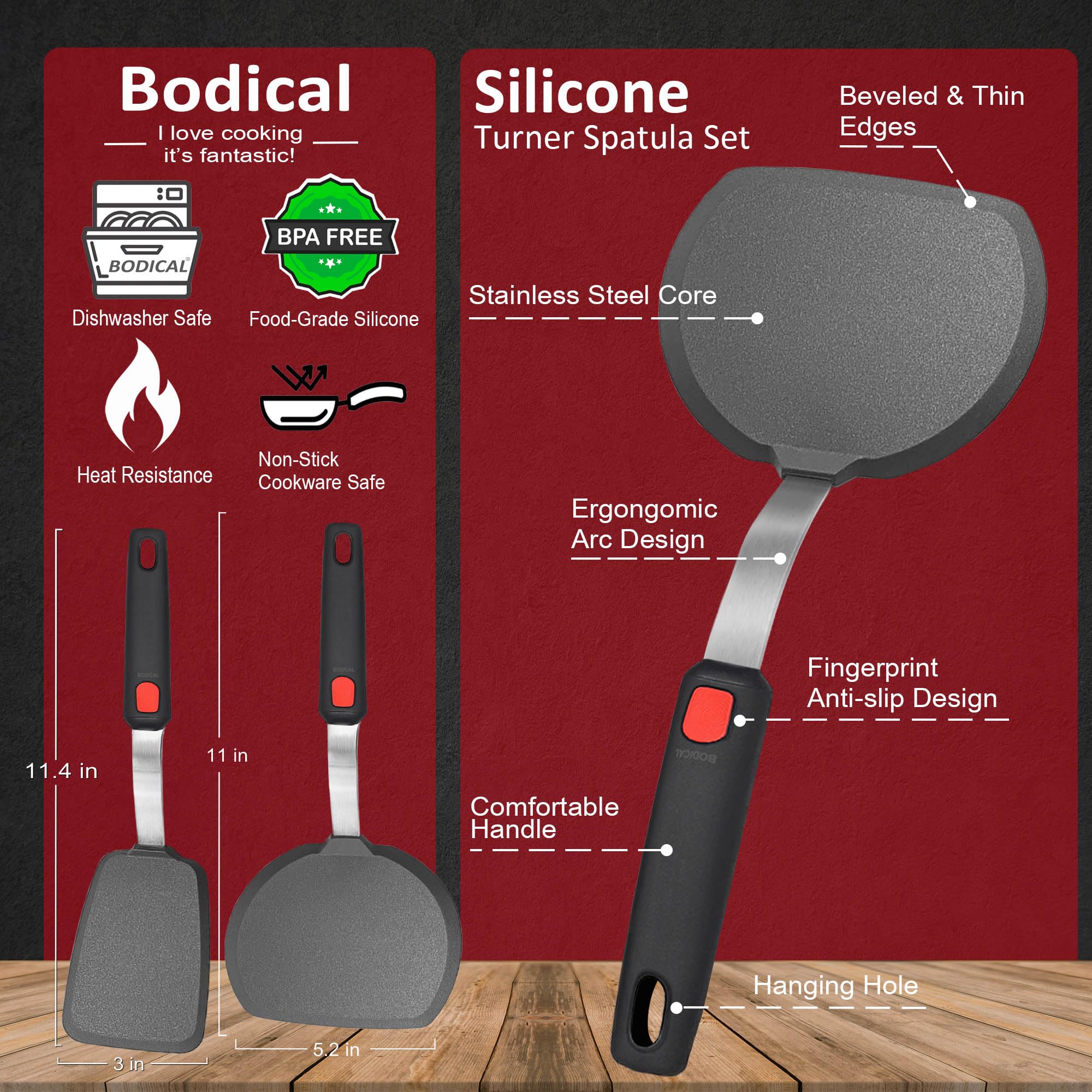 Pala de silicona BodiCal con núcleo de acero inoxidable para mayor resistencia