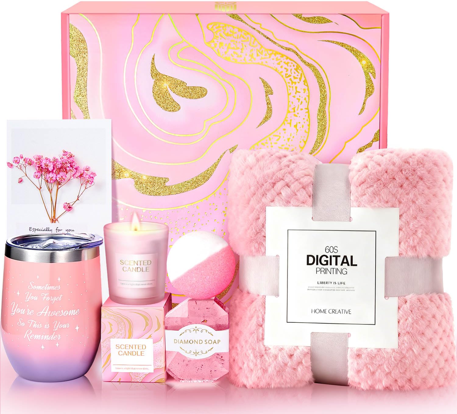 BodyRefresh cesta regalo para mujer con corazón rosa, ideal para sorprender en ocasiones especiales.