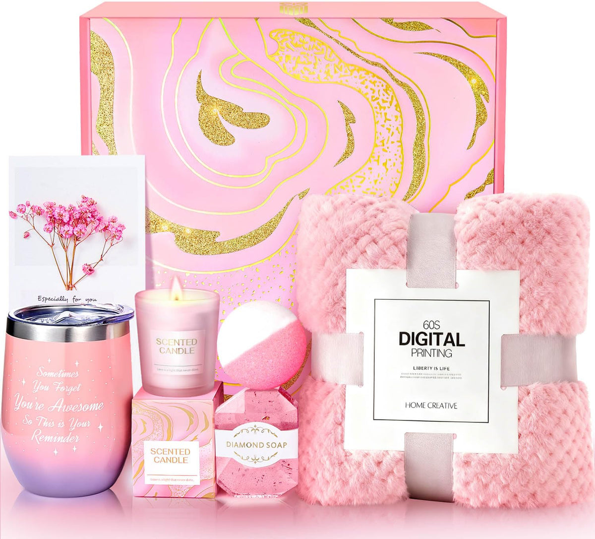 BodyRefresh cesta regalo para mujer con corazón rosa, ideal para sorprender en ocasiones especiales.