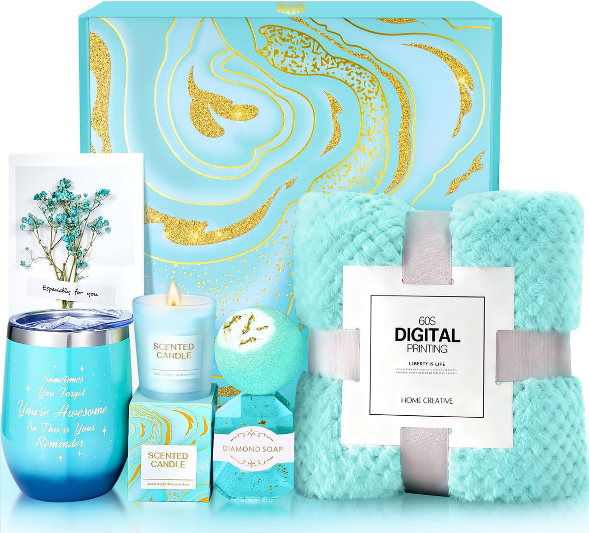 BodyRefresh cesta regalo para mujeres con diseño de corazón dorado, símbolo de afecto