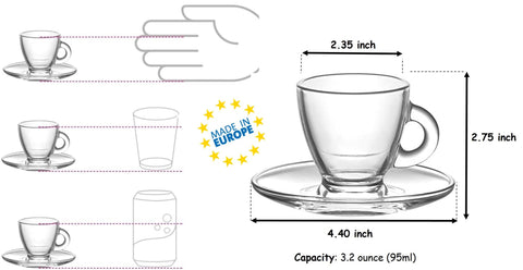 BOHEM'S platillos espresso, conjunto de 6, base estable y sin condensación.