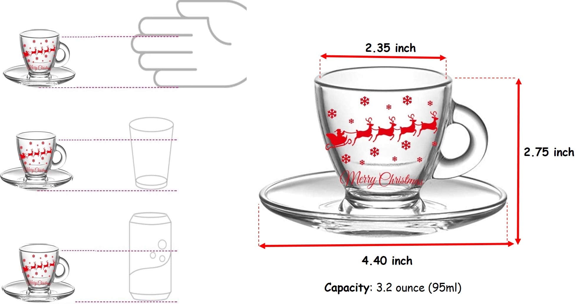 BOHEM'S taza demitasse de vidrio ligero, diseño delicado