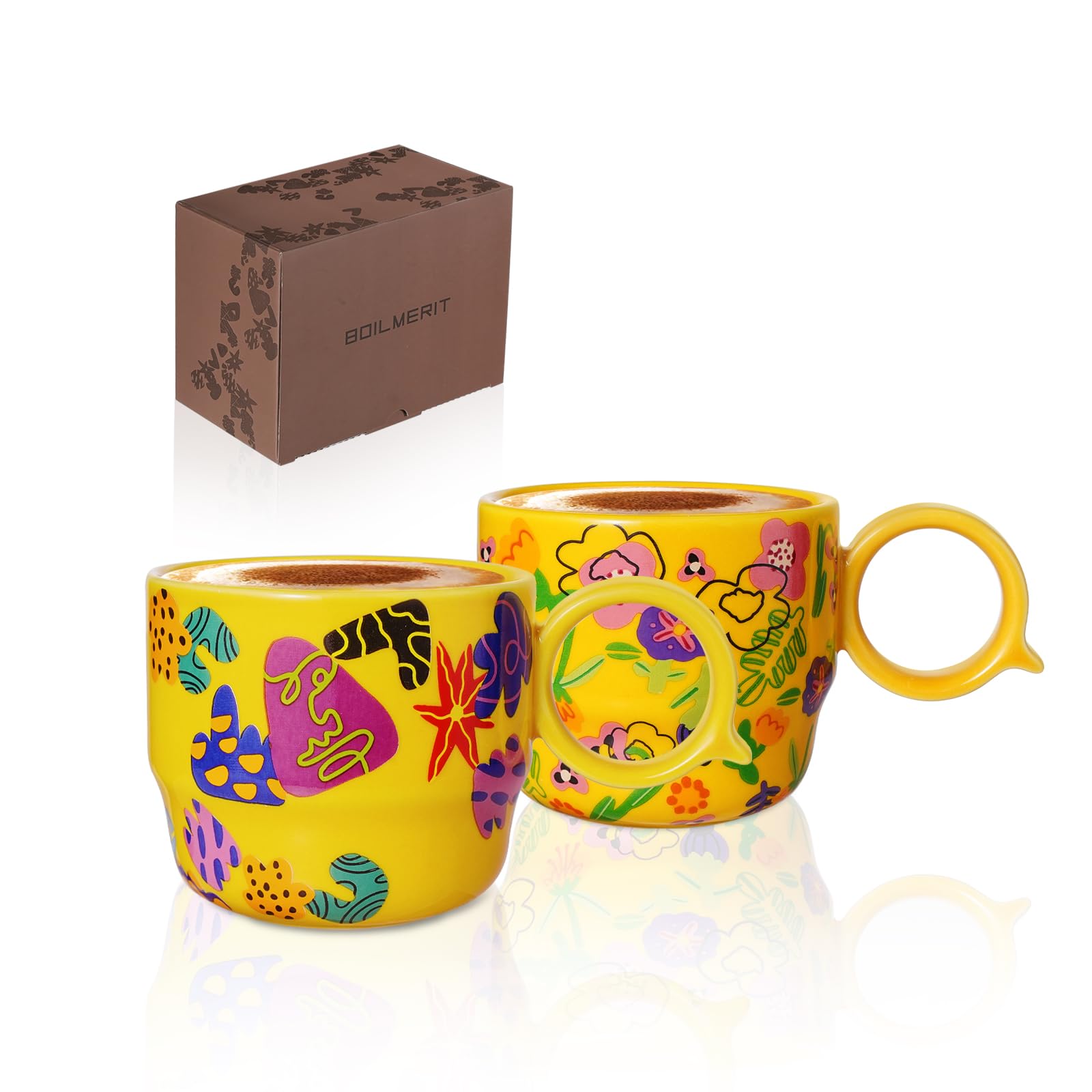 Boilmerit tazas espresso mini con diseños florales y frutales, para alegrar tu pausa.