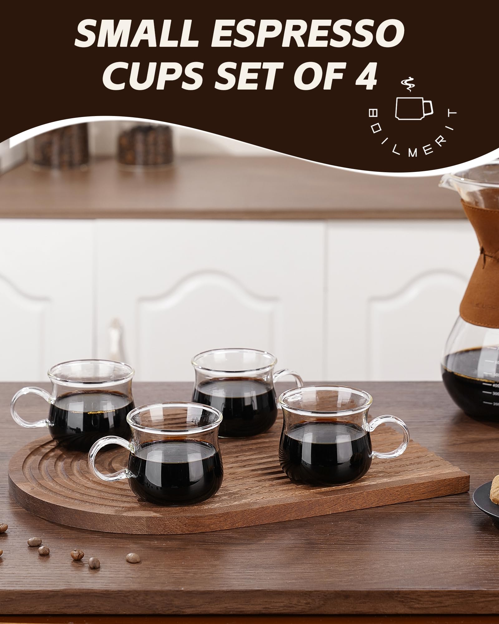 Vaso espresso BOILMERIT de 5 oz, capacidad ideal para dos o tres porciones.