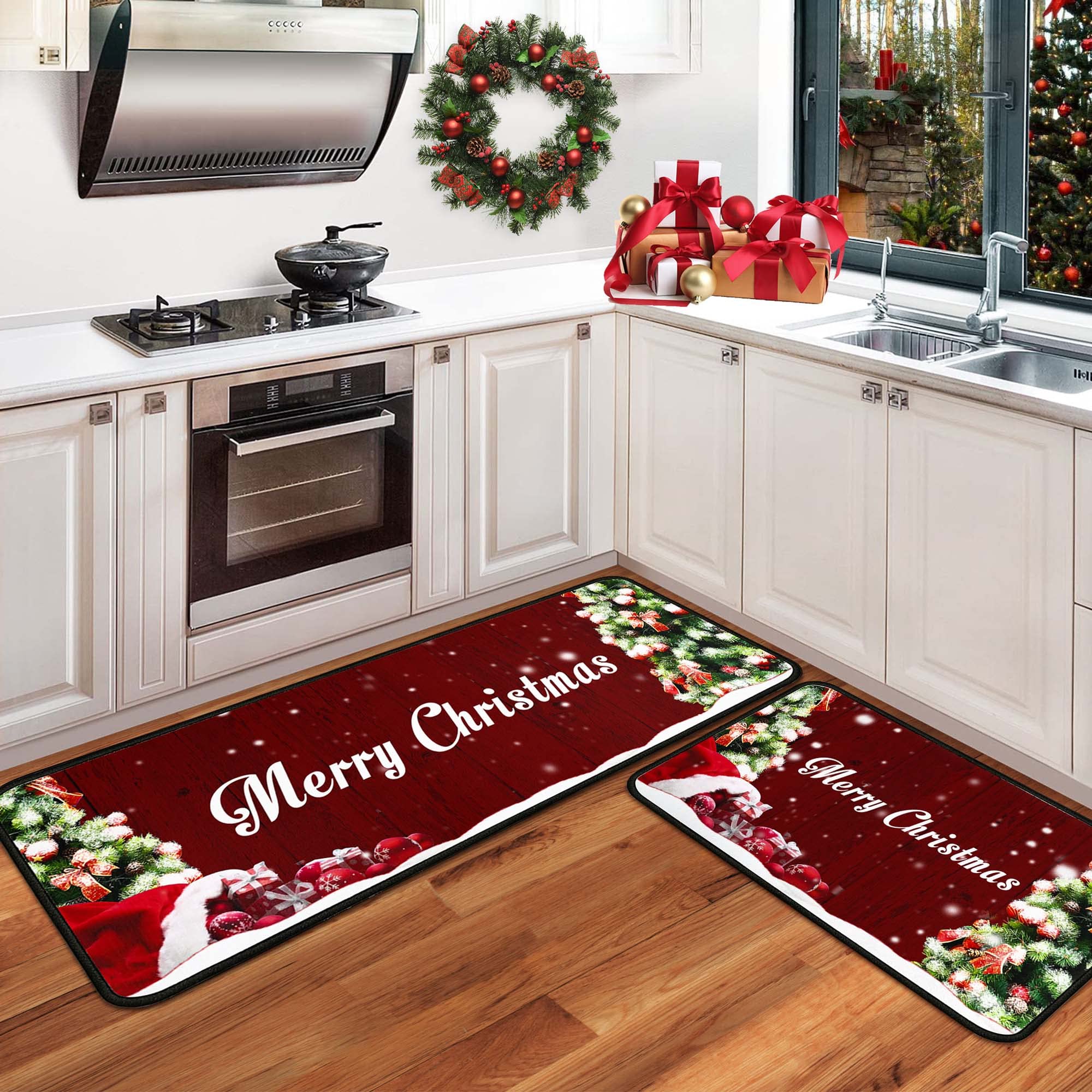 Boilopp Home alfombra navideña de cocina rectangular 47x120 cm absorbe agua y mantiene seco