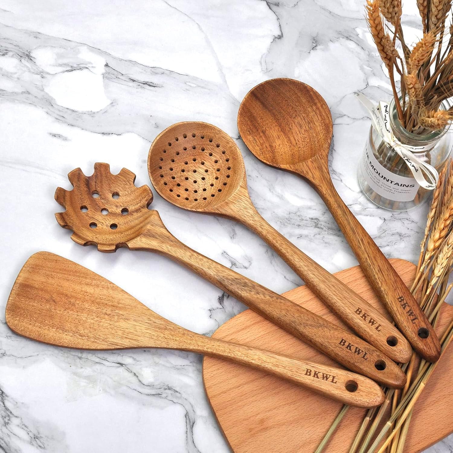 BOKAWENLUO: utensilios para servir y mezclar de madera, fáciles de limpiar.