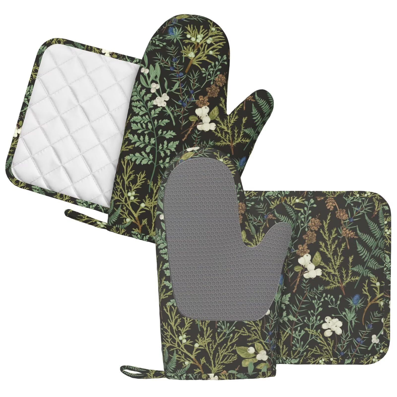 Guantes para horno BOKEKANG de silicona con motivos florales para protección y estilo.