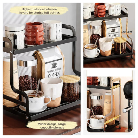 Bokelai Barra Café 2 Niveles uso en mesa: ideal para estación de café.