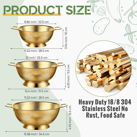 Bokon colador dorado 22-5 cm, ideal para enjuagar frutas y verduras.