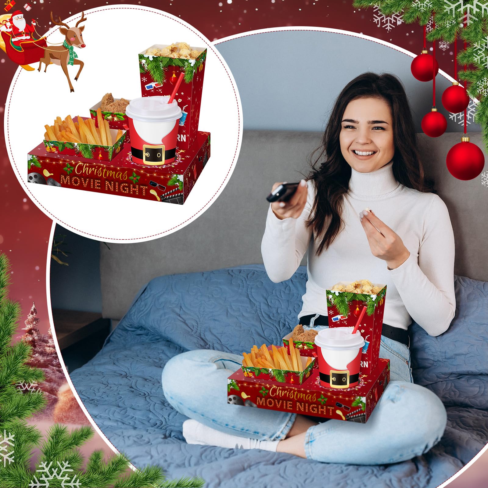 Bokon conjunto de bandejas snack, decorativo para fiestas y noches de cine.