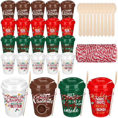 Copas de plástico Bokon para chocolate caliente, ideales para fiestas navideñas.